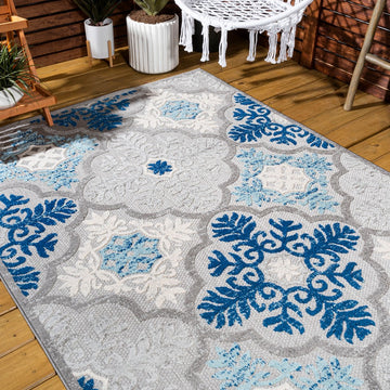 Cassis Ornate Ogee Trellis High-low Indoor/outdoor Area Rug